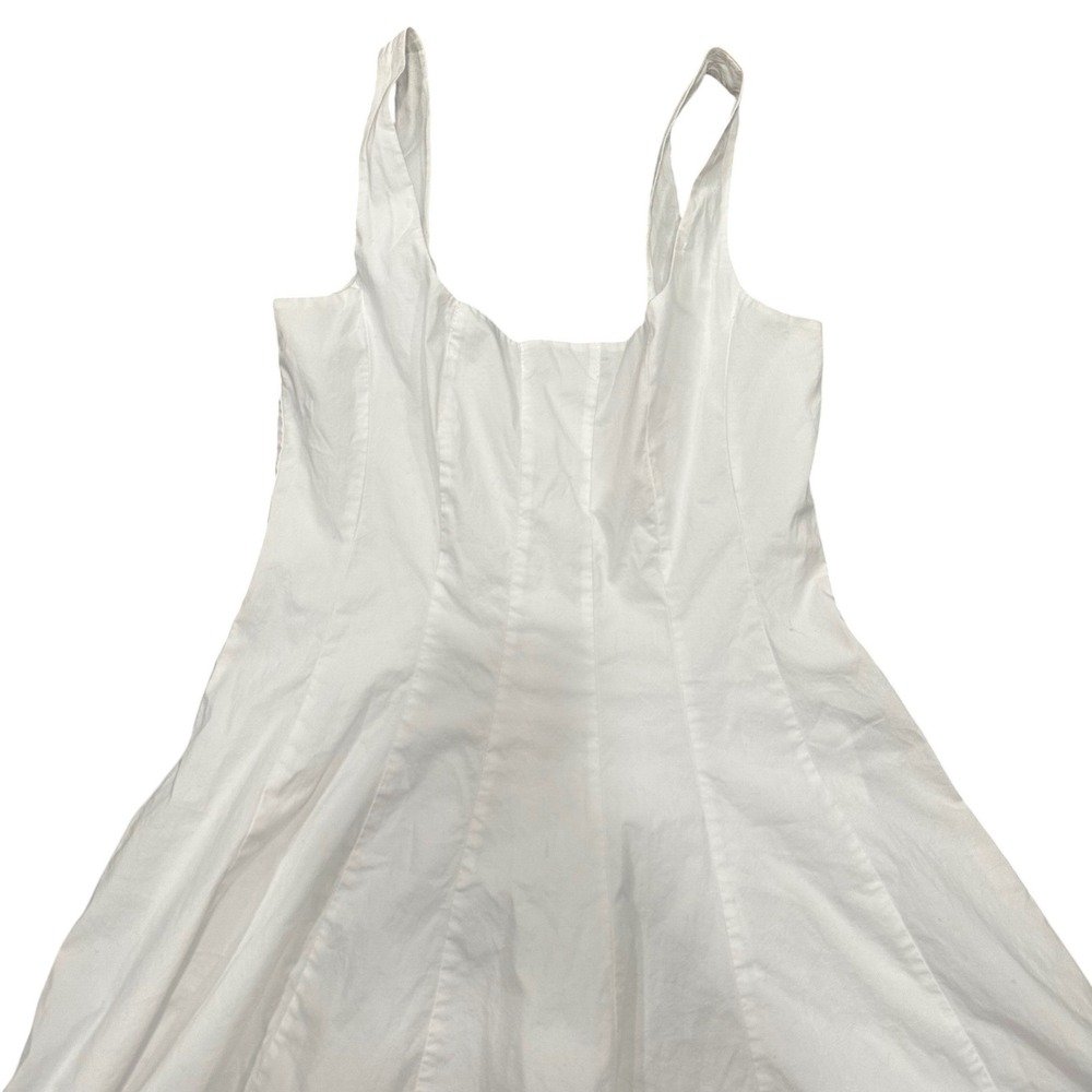 Staud White Cotton Blend Paneled A-Line Mini Dress Size 6 Sleeveless Square Neck - Picture 2 of 8